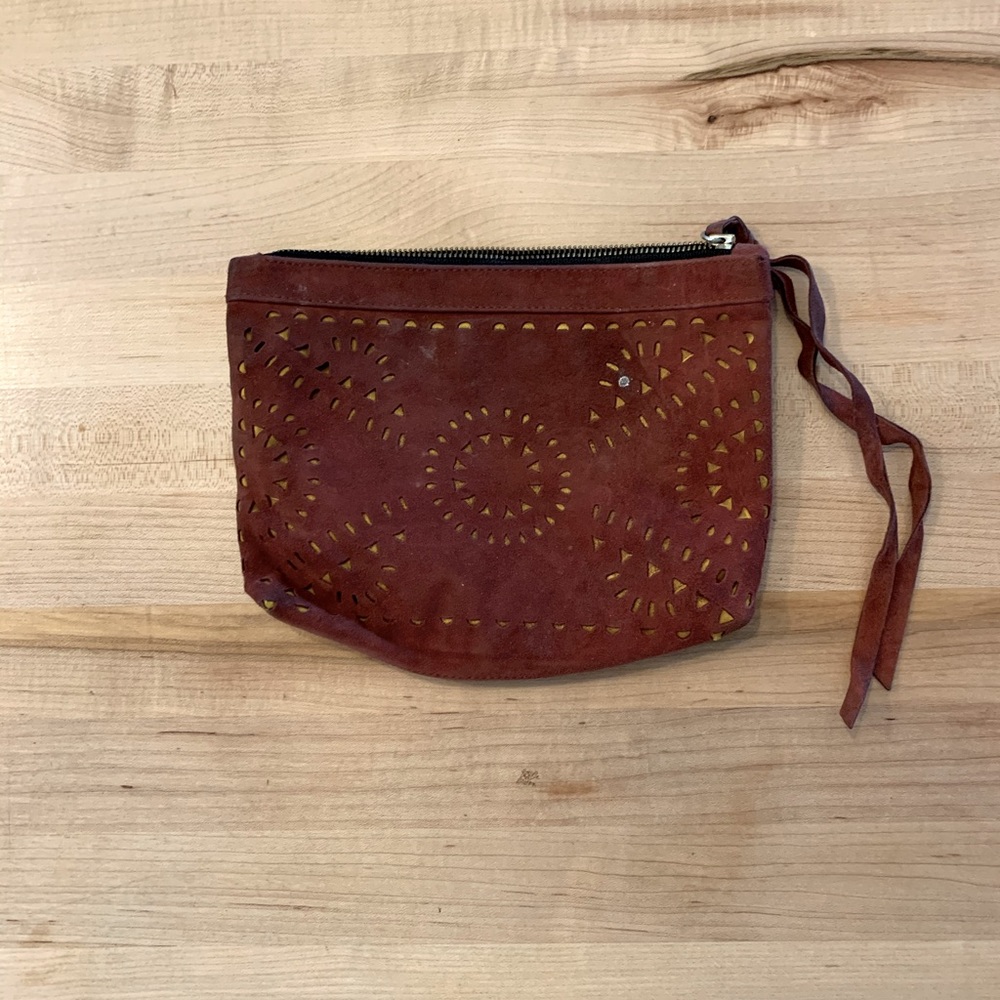 Cleobella red Suede small zip pouch